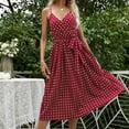 thumbnail image 4 of Aoujea Beach Dresses for Women Vacation Women Fashion Print Long Sleeve V-Neck Casual Sundress Dress Summer Sundress Holiday, Gift on Clearance, 4 of 7