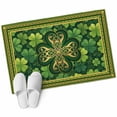thumbnail image 2 of St Patricks Day 2'x3' Washable Rug, Gold Green Shamrock Checkered Lucky Leaf Non-Slip Soft Doormat Area Rugs for Entrance Bathroom Bedsides, Carpet for Kitchen Bedroom, Entryway Floor Mat, 2 of 9