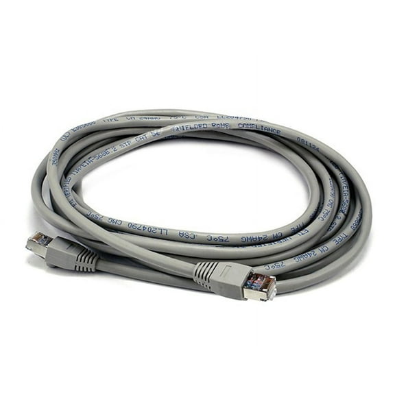 Monoprice Cat5e Ethernet Patch Cable - 15 Feet - Gray | Network Internet Cord - RJ45, Stranded, 350Mhz, STP, Pure Bare Copper Wire, 24AWG