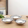 thumbnail image 4 of LPSSTORE 9 or 10 or 11 Inch Heavy Duty Stainless Steel Wok with Lid Stir Fry Pan for 304 Stainless Steel Cooking Pot with Lid Double Handles for Kitchen and Outdoor Camping, 4 of 6
