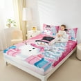 thumbnail image 4 of Manfei Winter Kawaii Snowman Bed Sheets, Merry Christmas King Sheets, Pink Blue Gifts Sheet Set, Breathable Home Decor, 4pcs, 4 of 7