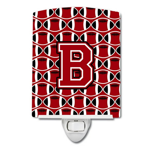 Letter B Football Red, Black and White Ceramic Night Light
