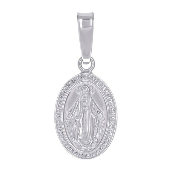 925 Sterling Silver Unisex Immaculate Conception Medal Religious Charm Pendant Necklace 23.5x9.4mm Wide Pendant for Wome