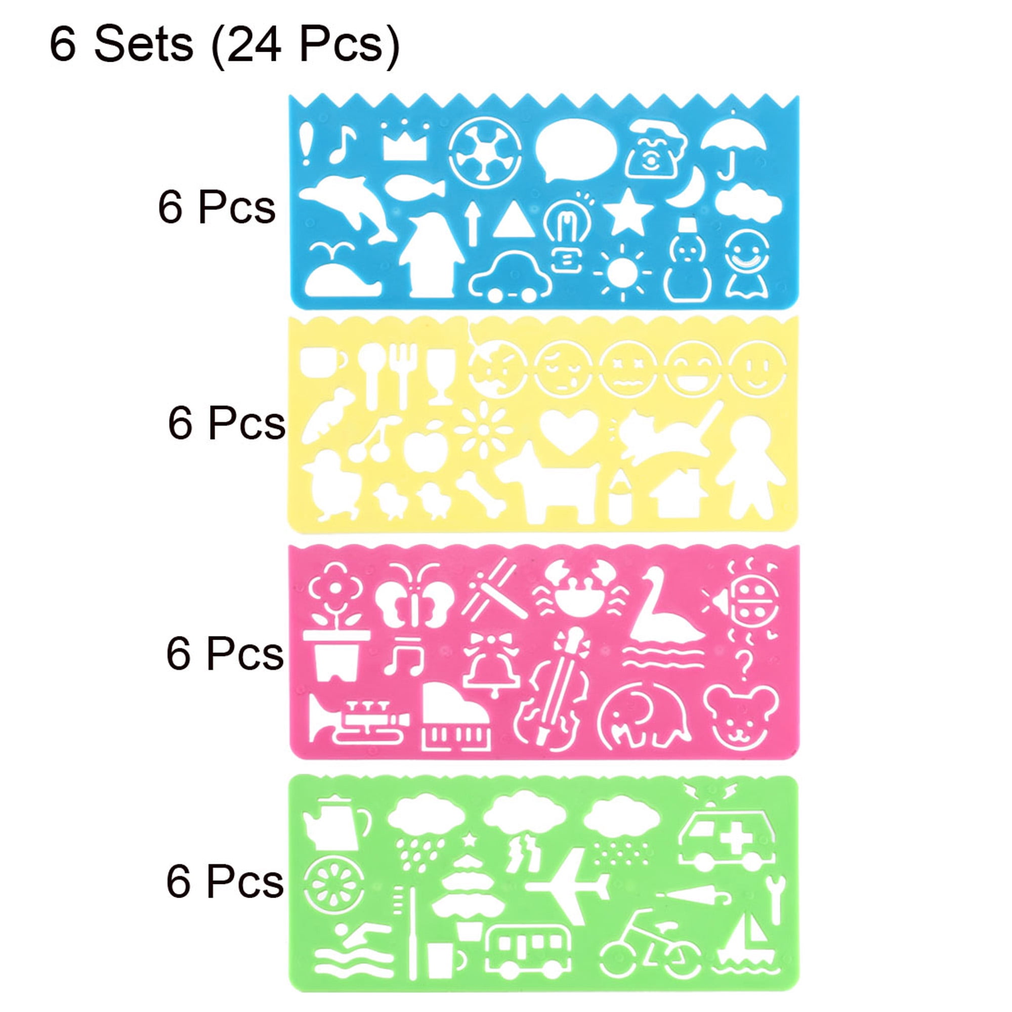 24 Pcs Plastic Drawing Stencils Set Colorful Drawing Scale Template DIY  Crafts Set for Boys Girls []