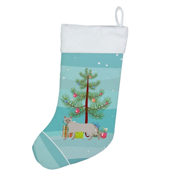 Thai Lilac Cat Merry Christmas Christmas Stocking 13.5 in x 18 in