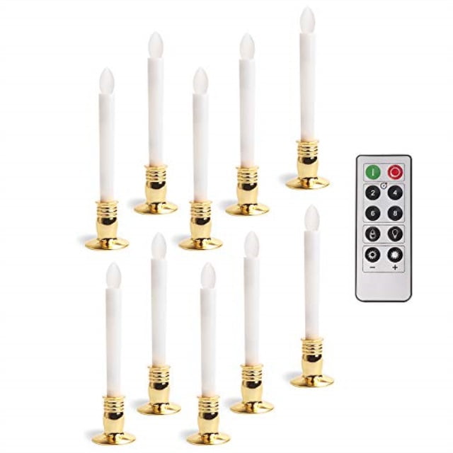led flameless taper candles with remote timerbattery operated window