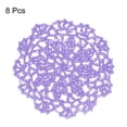 thumbnail image 3 of Posavasos de tela, 8 piezas de 4" - Doilies de ganchillo de algodón tejido, tapete de taza de bordado de encaje con patrón floral para decoración de fiestas de boda (Púrpura claro), 3 of 5