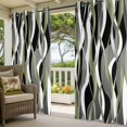 thumbnail image 5 of Outdoor Curtains for Patio Waterproof, Sage Green Stripe Windproof Pravicy Outside Porch Blackout Curtain, Grey White Geometric Modern Abstract Sun Blocking Grommets Curtains for Cabana 54"x84", 5 of 9