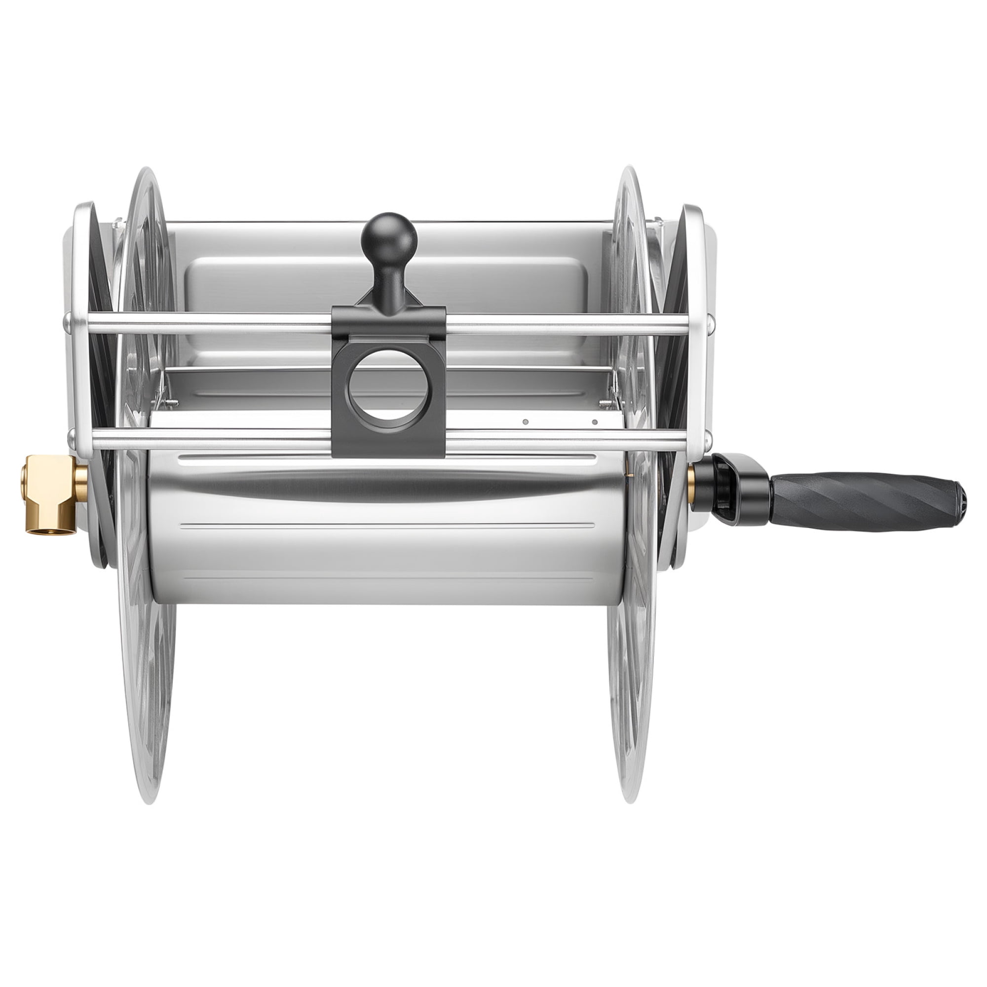 304 Stainless Steel Wall-Mount Hose Reel, Holds 150ft 5/8" Hose, Manual Crank Garden Hose Reel with Nylon Guide