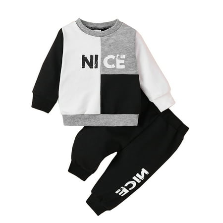 

Icvfdpl Kid s Outfits Long Sleeve Round Neckline Fall Winter Outfit Sweatshirt Shirt Top Drawstring Pants 2 Piece Set Simple Design