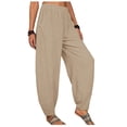 thumbnail image 6 of SIYUDAN Women Pants Casual Pants Khaki Adult Pants Comfy Fit Pants For Women Wide Leg Lounge Pants With Pockets Womens Capris For Summer, 6 of 8