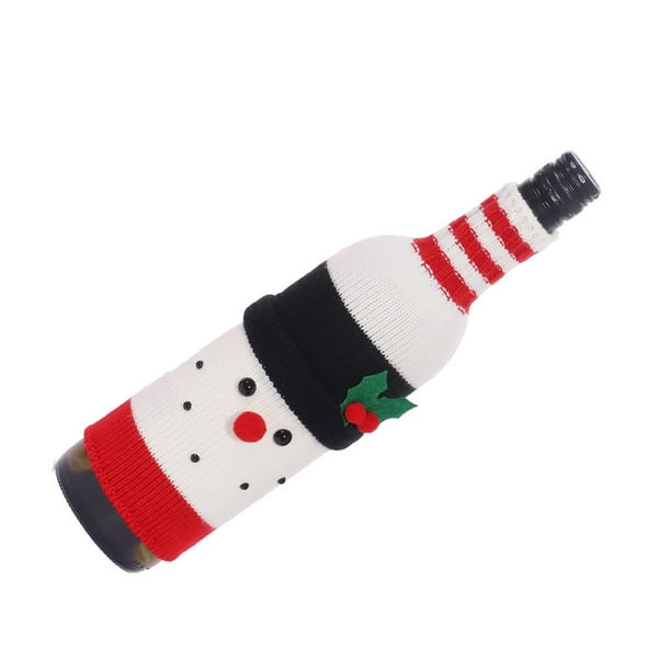 Wosthever Navidad Santa Claus botella de vino cubierta alce tejido manga Universal ropa elástica decoración de Navidad decoraciones de de comedor Kits de decoración para fiestas Muñeco de nieve Wosthever HA068075-02