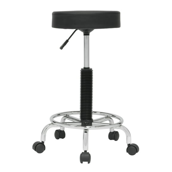 Studio Designs Deluxe Padded Height Adjustable Office, Salon, or Studio Swivel Rolling Stool Chrome/Black