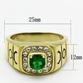 thumbnail image 2 of Luxe Jewelry Designs Men's Gold IP Stainless Steel Ring with Emerald Green Synthetic Glass Stone -, 2 of 4