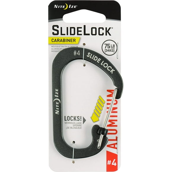 Nite Ize CSLA4-09-R6 SlideLock Carabiner Aluminum #4, Smoke