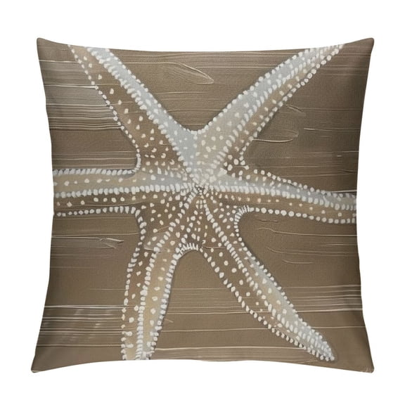 Shiartex Tan Starfish Throw Pillow Covers Coastal Coral Beach Nautical Pillow Covers Summer Farmhouse Pillowscase Square Cushion Covers for Sofa Couch Bedroom Home Decoration,Multi-Size