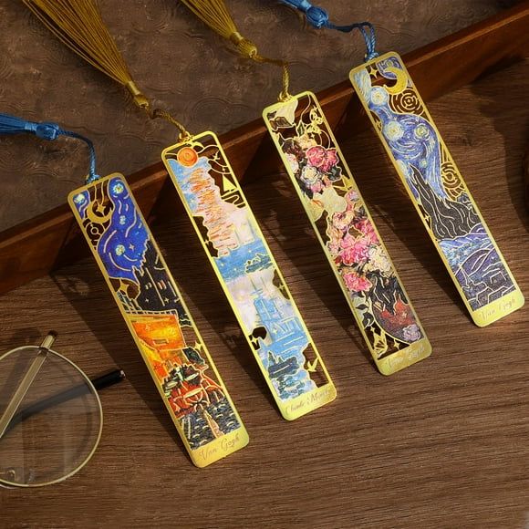 Marcador emmoolife, pintura al óleo de metal de Monet Van Gogh, x4