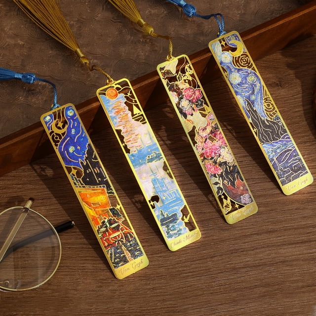Marcador emmoolife, pintura al óleo de metal de Monet Van Gogh, x4