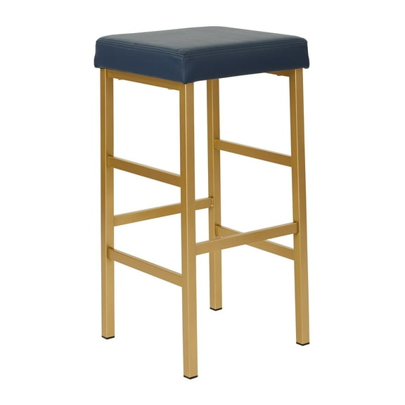 OSP Home Furnishings 30" Gold Backless Stool in Blue