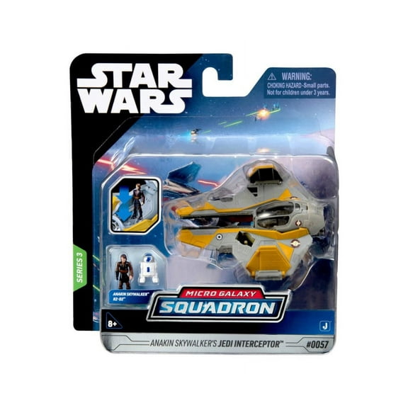 Star Wars Micro Galaxy Squadron Anakin Skywalker's Jedi Interceptor - 3 inch Light Armor Class Vehicle with Two 1 inch Micro Figure Accessories