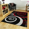 thumbnail image 2 of MDA Rug Imports Orelsi Collection Swirl Area Rug Black/Red 5'2" x 7'5" Oval 5' x 8' Indoor,Accent Red Oval, 2 of 5