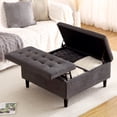 thumbnail image 3 of 33" Large Square Ottoman with Storage, Lift Top Coffee Table Upholstered Tufted Velvet Oversized Storage Footrest Ottomans Toy Box for Living Room, Beige, 3 of 7