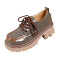 thumbnail image 2 of Willtoo Women's Leather Shoes Color Blocking Platform Oxfords Comfortable Pumps Round Toe Chunky Heel Anti-Slip Lug Sole Causal Lace-up Loafers Dress Work Shoes, 2 of 5