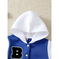 thumbnail image 5 of Mikrdoo Kid Boys Coat "B" Embroidery 13 Years Child Boys Color Block Hooded 14 Years Big Boys Patchwork Casual Baseball Jacket Blue, 5 of 9