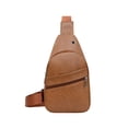 thumbnail image 1 of PU Leather Crossbody Bag with USB Charging Port - Waterproof Chest Pack for Hiking & Business Trips, 1 of 6