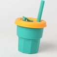 thumbnail image 5 of Botella de agua con pajita de dibujos animados para niños, taza de paja de silicona portátil a prueba de fugas para niñas, niños pequeños, verde, 400ml, 5 of 5