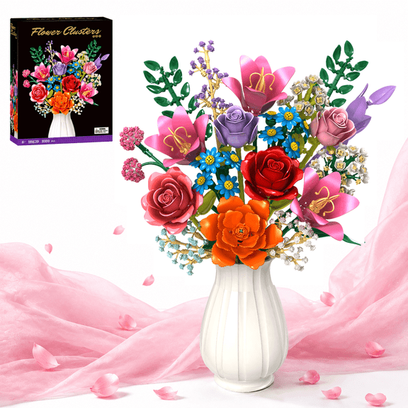 Flower Bouquet Building Set Compatible with Lego, Botanical Collection Flower Building Blocks for Adults and Kids, Artificial Flowers Home Decor Gift for Christmas, Birthday, Valentine’s Day