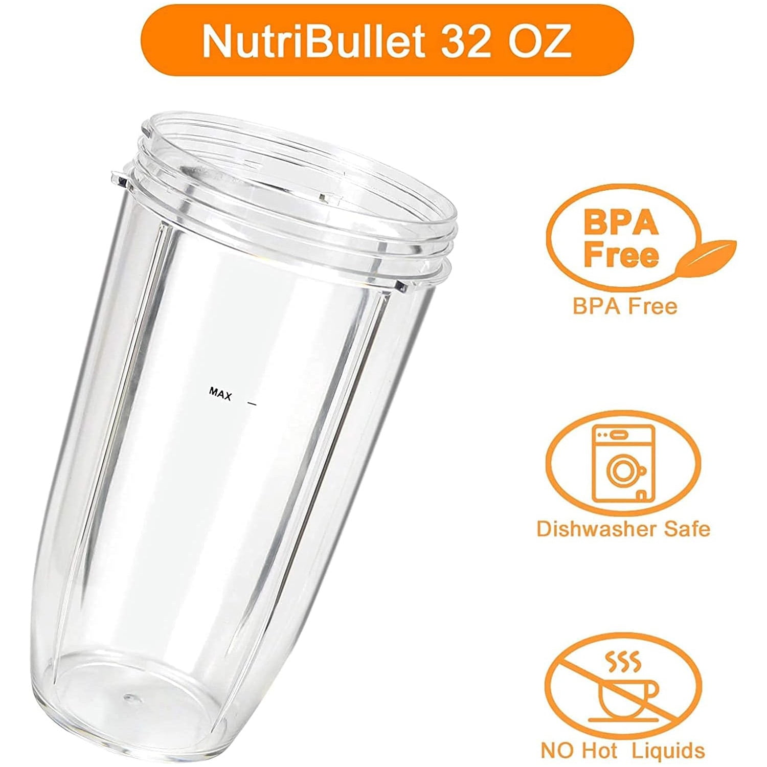 Meet Juice Replacement Parts 32oz Blender Cups (2 Packs) Replacement Blender Cups Compatible with Nutribullet 600W and 900W Blender