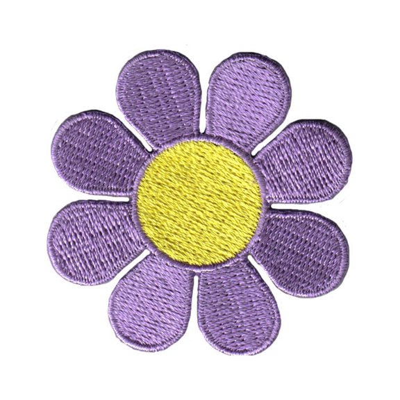 Daisy Lavender Petals Yellow Center Patch Flower Embroidered Iron On Applique