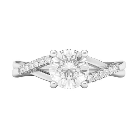 Sterling Silver Twisted Split Shank Simulated 1.0 CT Diamond Engagement Ring Promise Bridal Ring (5)