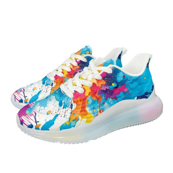 Psesaysky Rainbow Atmospheric Cushion Running Shoes Walking Sneakers Print Tennis Shoes Tie Dye Shoes for Women