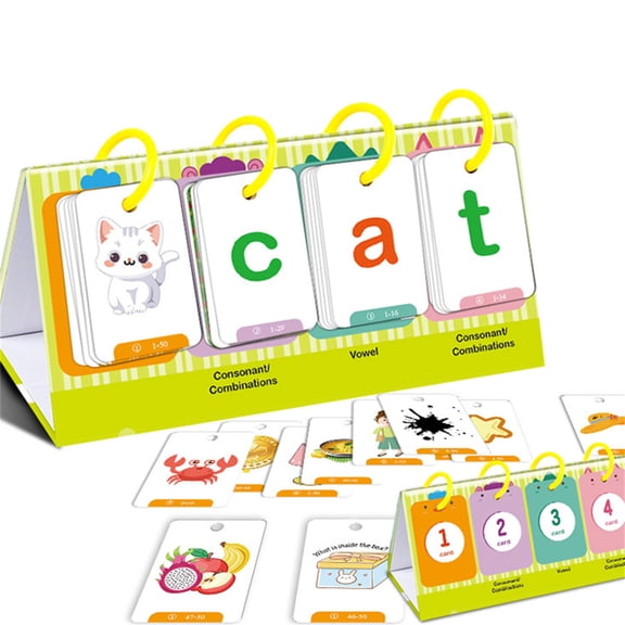 2025 Word Games Cards, Learn to Read Montessori Word Building Desktop Pocket Tent Flash Cards Kit with 129 Cards for Reading and Spelling Phonics Learning Vocational Education (Green)