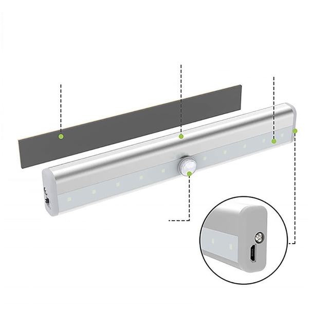 Luz de pared para el hogar, luz LED para armario Luz LED para armario de 10 luces LED debajo del gabinete Valor inmejorable Jadeshay A