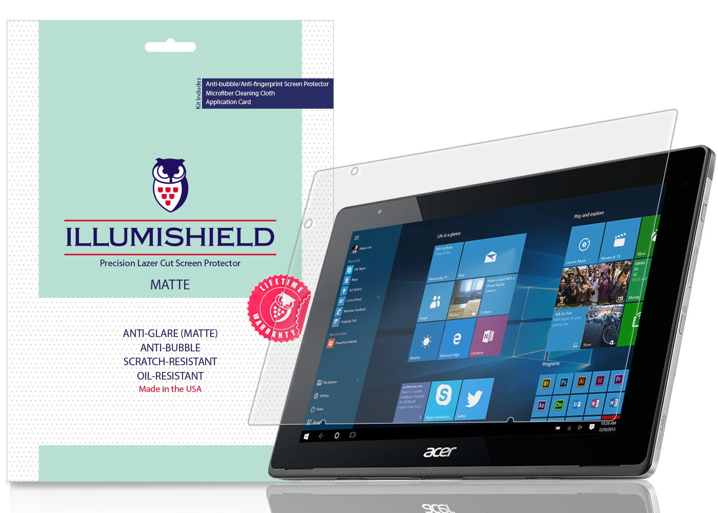 2x iLLumiShield Matte Anti-Glare Screen Protector for Acer Switch V 10 