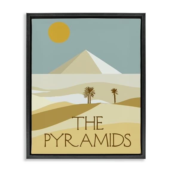 Stupell Industries Egypt Pyramids Landmark Landscape & Nature Painting Black Floater Framed Canvas Art Print Wall Art, 17 x 21