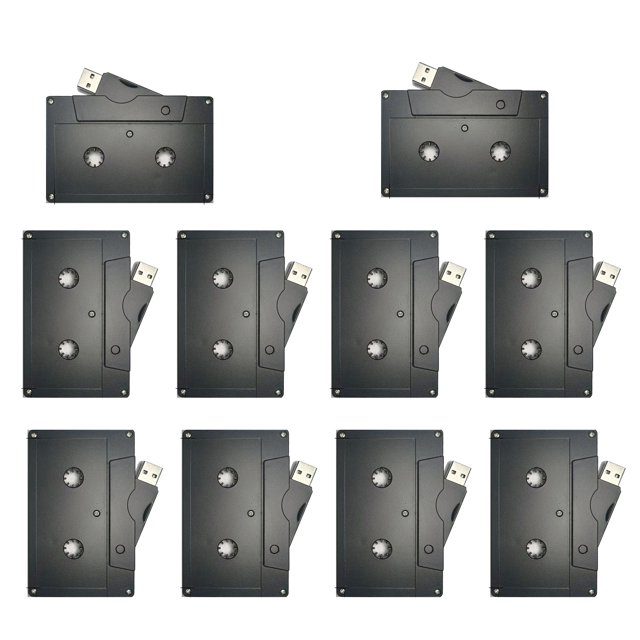 Personal Company Studio Logo Rétro Cassette Audio USB 2.0 Clé USB (Sans Logo Noir, 2 Go*10 Pack)