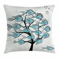 thumbnail image 1 of Ocean Animal Decor Throw Pillow Cushion Cover, Life of Tree of Funny Fish Figures on the Branches with Different Emojis, Decorative Square Accent Pillow Case, 16 X 16 Inches, Blue Black, by Ambesonne, 1 of 2