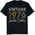 thumbnail image 2 of 100% Cotton Vintage 1976 Limited Edition Birthday Gift For Women Men Unisex Retro Style T-Shirt, 2 of 5