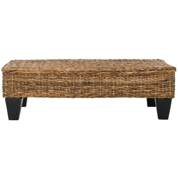 Safavieh Leary Wicker and Wooden Bench in Natural