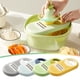 thumbnail image 1 of Trituradora de patatas multifuncional | Cortador de verduras de cocina - 4 cuchillas intercambiables | Guardamanos circular antideslizante | Diseño que ahorra espacio | Material plástico | 10,23 x, 1 of 3