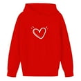 thumbnail image 5 of SERTG Girls Valentine's Hooded Sweatshirt Long Sleeve Casual with Heart Print Kids Spring Fall Fleece-Lined Solid Color Everyday Top(Red#1,11 Years), 5 of 5