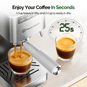 Espresso Machine 9 Bar, Compact Espresso Maker with Steam Milk Frother, Stainless Steel Coffee Machine with Removable Water Tank for Cappuccino, Latte, Silver
