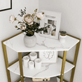 thumbnail image 5 of 4 Tier Corner Book-Shelf Stand Space Saving Storage Organizer Vintage Style Display Stand for Kitchen Bathroom Office Living Room,White+Gold, 5 of 6