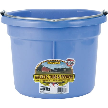 Miller Flat Back Plastic Bucket - Miller Mfg Co Inc P-Little Giant Plastic Flat Back Bucket- Berry 8 Quart