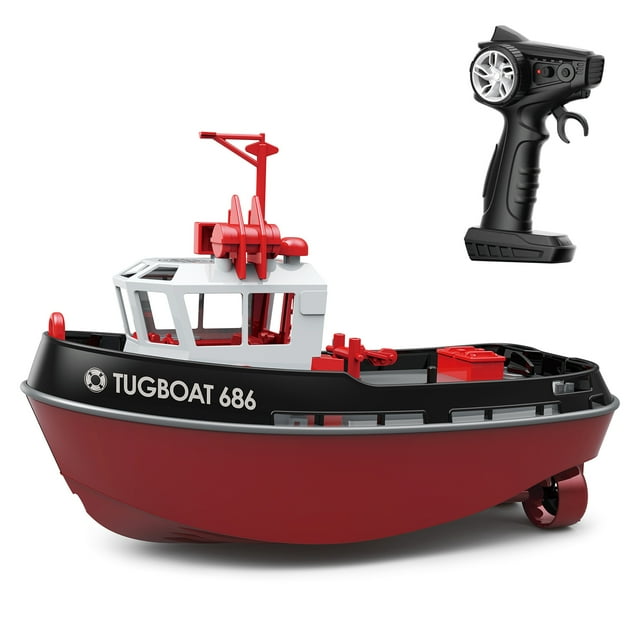 Barco de control remoto, barco de control remoto 1:72 para piscina y lago, remolcador de control remoto de 2,4 GHz para adultos y niños, juguete acuático de verano al aire libre, regalo de cumpleaños