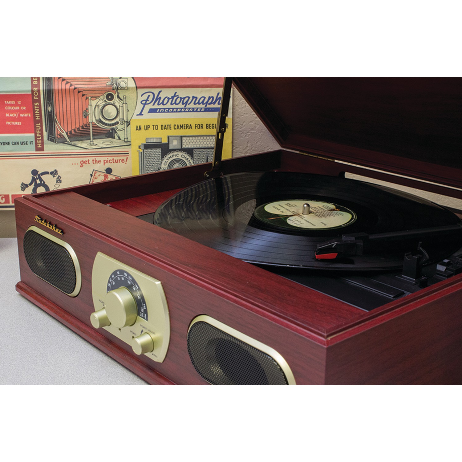 Studebaker SB6052 Wooden Turntable with AM/FM Radio & Cassette Player - image 5 of 6
